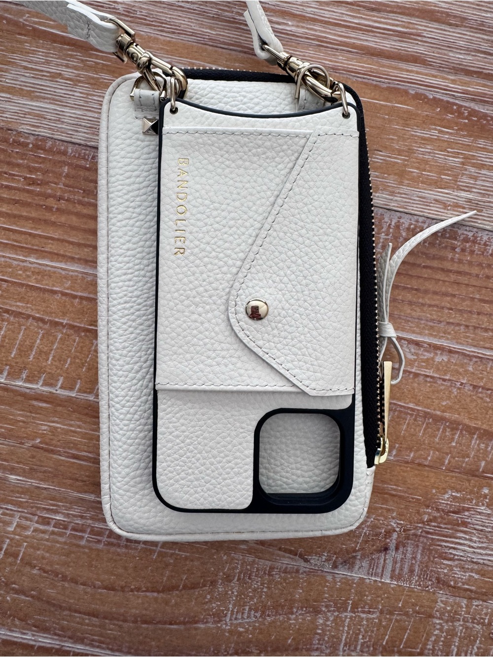 Bandolier iPhone 11 Pro Max Crossbody Wallet Case White Leather